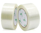 BOMEI PACK Mono Filament Strapping Tape, 2 Roll 2 Inch x 35 Yards 5.5 Mil, Heavy Duty Transparent Reinforced Fiberglass Tape