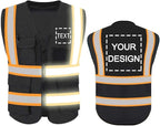 YOWESHOP High Reflective Visibility Safety Vest Custom Your Logo Safety Workwear with Reflective Strips and Front Zipper
