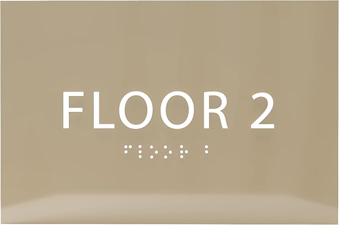 6" X4" Floor 2 Sign - ADA Compliant Tactile Graphics Grade 2 Braille Text | Wall Mount Plastic Directional Assistance, Floor Number Sign for Office, Schools, Hospitals, Apartments