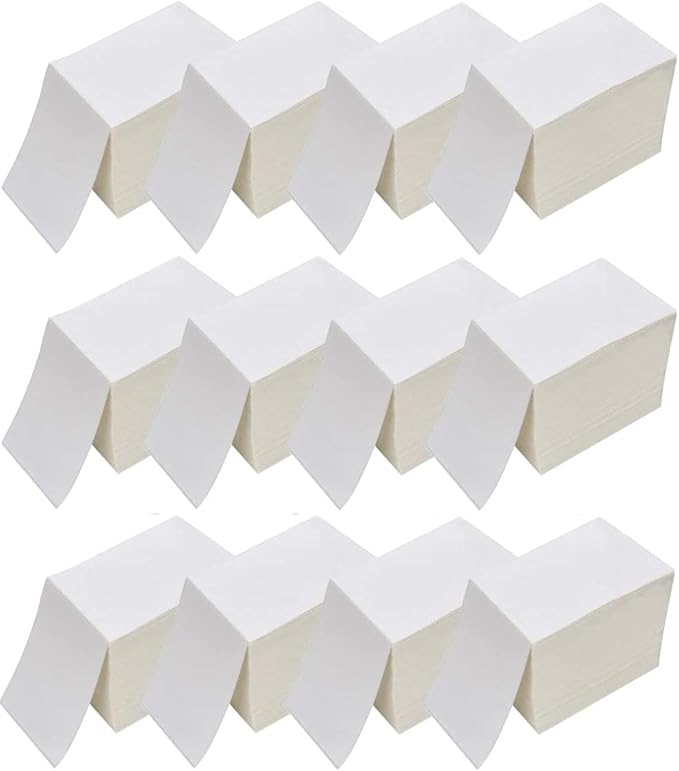 SJPACK 4 x 6 Thermal Shipping Labels, 12000 Fanfold Labels for FedEx Shipping Label, Competible with Direct Thermal Label Printer (12 Stack- 12000 Paper)