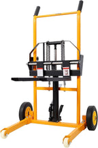 Manual Hydraulic Lift Stacker, 440 lb Capacity Pallet Jack Dolly with 35.5" Lift Height, 20" Forks, All-Steel Frame, Large Rear Rubber Tires & Swivel Casters for Warehouse, Shop & Material Handling