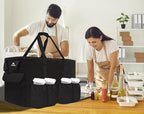 MATEIN Food Delivery Bag XXL - 23x14x15 inches, Water Resistant Large Insulated Hot & Cooler Catering Bags with Cup Holders for Food Deliveries, Pizza Warmer Carrying Case, Black