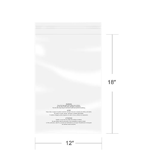 iMailer - 100 Pcs - 12" x 18" Poly Bags with Suffocation Warning Self Seal- Clear Shipping Bags 1.6 Mil for Clothing, Shirts, Packaging - Permanent Adhesive