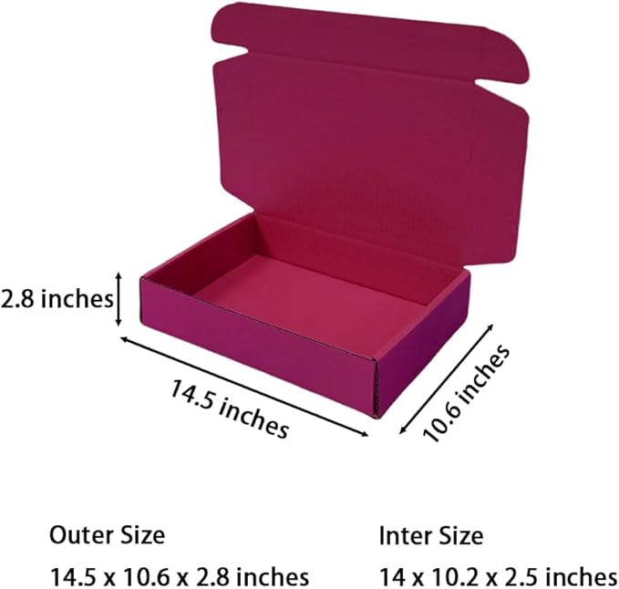20 Pcs 14.5 x 10.6 x 2.8 inches Corrugated Cardboard Gift Boxes Recyclable Shipping Boxes for Packing Jewelry Ornament Gift Craft Packaging Supplier (Cranberry, 14.5 x 10.6 x 2.8")