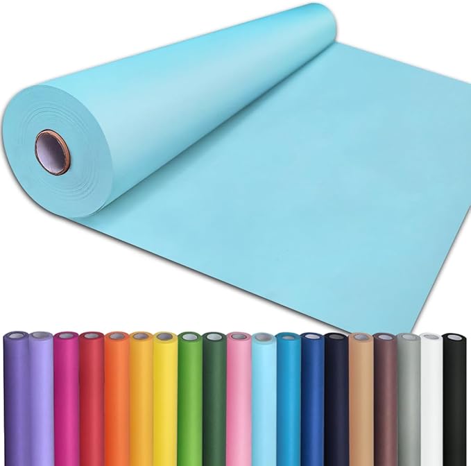 PerkHomy 24" x 2,400" (200') Light Blue Kraft Paper Roll for Craft Bulletin Board Paper Art Table Covering Crafting Gift Wrapping Bouquet Packing Parcel 80GSM 55LB (Light Blue, 24" x 200')
