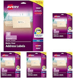 AVERY Clear Address Labels 1 x 2-5/8 inch | Matte Finish | Sure Feed Technology | For Inkjet Printers | 300 Labels, Pack of 5