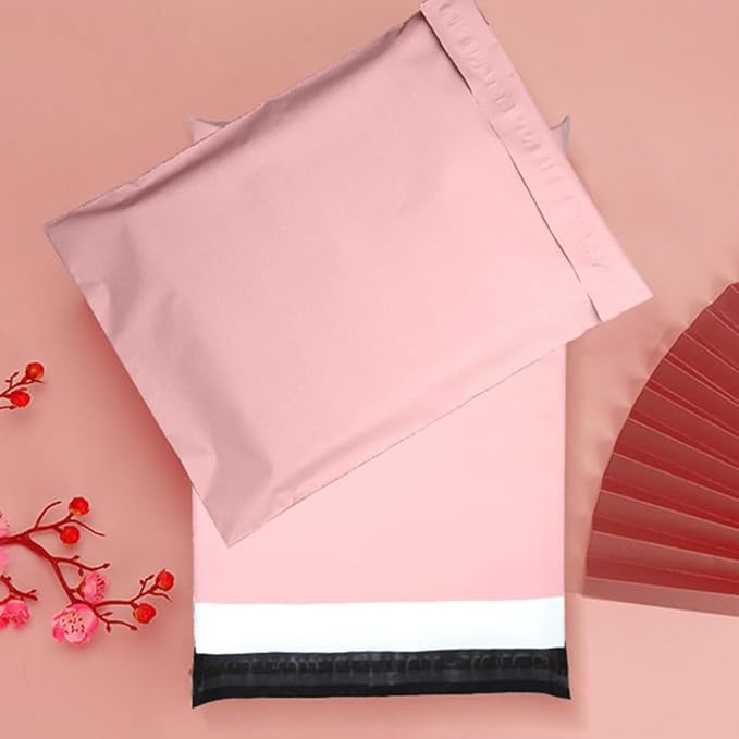 50 Pack Pink Poly Mailers, 10. 2x6. 7 Inches Plastic Self-adhesive Shipping Bags, Heavy Duty Packing Mailing Bags for Small Business