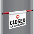 SmartSign "Closed For Maintenance" Hanging Doorway Barricade Sign with Do Not Enter Symbol, Spring-loaded Adjustable Aluminum Pole & 11.25" x 18" Vinyl Sign Kit, Black/White/Red, USA-Made