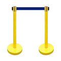 VIP Crowd Control Retractable Belt Stanchion Queue Safety Barrier Set, 36" Ht, 78" Belt (2 YEL Posts Blue Belt)