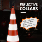 BATTIFE Traffic Safety Cones 36 Inch with Handheld, Orange Cones with Reflective Collar, Cones for Parking Lot, Sport & Driving Training, Road Safety, Construction Events (12 Cones)