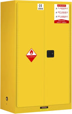 72 Gallon Yellow Flammable Storage Cabinet, Fireproof Steel Chemical Storage Locker with Adjustable Shelves, for Flammable Liquids, Industrial Use, Free Returns!