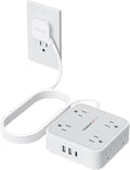 TESSAN 10 Ft Surge Protector Power Strip, 3 USB(1 USB C) 8 Outlets, Flat Plug Extension Cord with Multiple Outlets, 900J Protection, Desk Charging Station for Home, Dorm Room Essentials, Grey