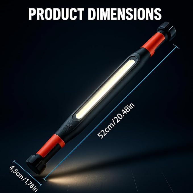 2026 Magnetic Rechargeable LED Work Light Bar, Under Hood Mechanic Light for Car Repair, Garage, Shop & Detailing, Portable Cordless Trouble Light with Strong Magnet & Hanging Hook (1 Pack)