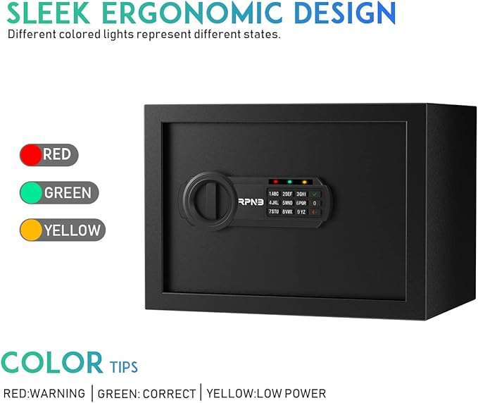 RPNB Deluxe Safe and Lock Box,Digital Keypad Safe Box,Steel Alloy Small Safes, Keypad Lock,Perfect for Home Office Hotel Business Jewelry Cash Use Storage,0.5 Cubic Feet