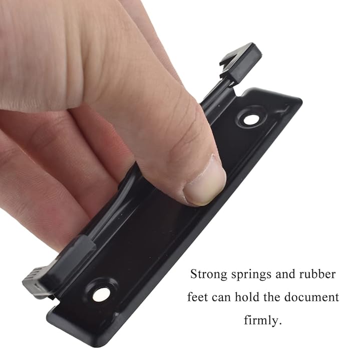 HAHIYO 3.94 Inches Black Metal Clipboard Clips with Rubber Grips 6 Pack Mountable Sturdy Strong Springs with Rivets Document File Wood Plastic Clips Board for Office School Home