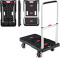 Folding Hand Truck, 330 Lbs Heavy Duty Luggage Cart, Portable Push cart Dolly with Adjustable Handle for Auto, Luggage, Personal, Travel, Moving Shopping and Office Use