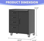 Metal Garage Storage Cabinet on Wheels, Lockable Rolling Tool Cabinet with Drawer and Shelves, Heavy Duty Mobile Steel Cabinet for Garage Warehouse Workshop