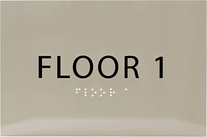 6" X4" Floor 1 Sign - ADA Compliant Tactile Graphics Grade 2 Braille Text | Wall Mount Plastic Directional Assistance, Floor Number Sign for Office, Schools, Hospitals, Apartments