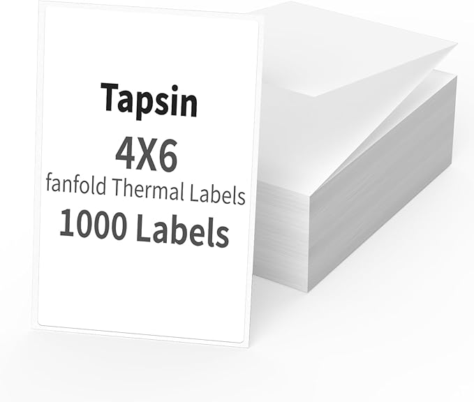 4 x 6 Inches Thermal Labels Fanfold Direct with Perforations for Thermal Printer, Permanent Adhesive Smoothly Printing Compatible Zebra/Rollo Thermal Label Printer (1000 Sheets)