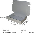 10 Pcs 11.8 x 7.9 x 3.2 inches Corrugated Cardboard Gift Boxes Recyclable Shipping Boxes for Mailing & Holidays, Wedding, Birthday, Gifts Packaging (Silver, 11.8 x 7.9 x 3.2")