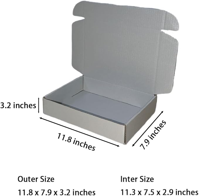 10 Pcs 11.8 x 7.9 x 3.2 inches Corrugated Cardboard Gift Boxes Recyclable Shipping Boxes for Mailing & Holidays, Wedding, Birthday, Gifts Packaging (Silver, 11.8 x 7.9 x 3.2")