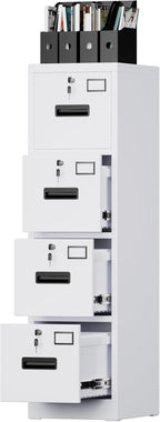 SUXXAN 4 Drawer File Cabinet, Metal Vertical File Storage Cabinet with Lock, Office Home Steel Vertical File Cabinet for A4 Letter/Legal Size, 14.96" W x 17.72" D x 55.2" H, Assembly Required