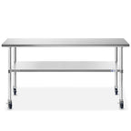 GRIDMANN NSF Stainless Steel Work & Prep Table 72 x 30 Inches with Caster Wheels and Under Shelf for Restaurant, Home, Hotel