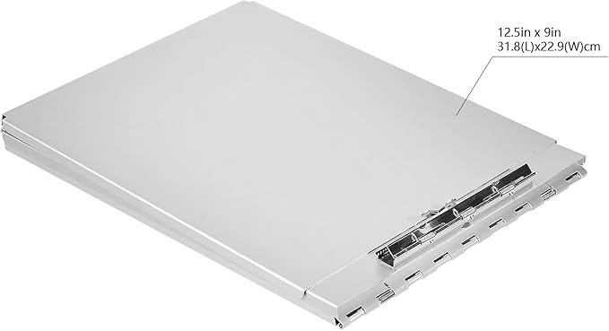 Amazon Basics Aluminum Form Holder Storage Clipboard, 12.5" x 9" Silver