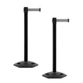 Crowd Control Warehouse CCW Series WBB-200 - Set of 2 Stanchion Retractable Belt Barriers - 11 Foot, Light Grey Belt with Black Post - Easy Assembly