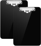 Hongri Plastic Clipboard with Pen Holder, Black 8.5x11 Letter Size Clip Board for Classroom, Office, Students, Nurses and Women, Low Profile Clip, Size 12.5 x 9 in(Pack of 2)