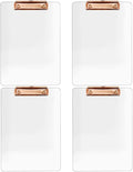 JIARI 4 Pack Clear Acrylic Office Clipboard A4 Letter Size 8.6" x 12.2" (Rose Gold 4 Pack)