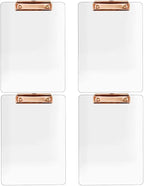 JIARI 4 Pack Clear Acrylic Office Clipboard A4 Letter Size 8.6" x 12.2" (Rose Gold 4 Pack)