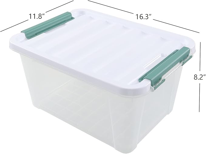 20 Quart Stackable Plastic Storage Bins with Lids, 6 Pack Durable Nestable Containers, Clear Latching Storage Box