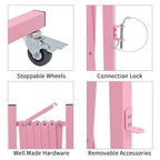 GYMTIME Expandable Metal Barricade, Portable Safety Barrier with Casters, Flexible Mobile Barrier Gate, Adjustable Temporary Fence for Garden Indoor,Airport,School, 8 Feet, Pink
