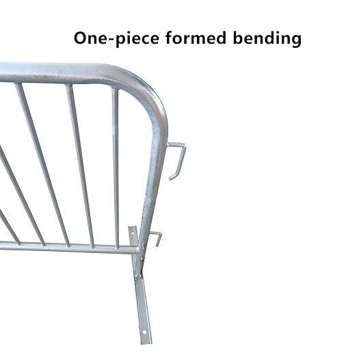 2 Pack 8.5 Ft Steel Crowd Control Heavy Duty Interlocking Steel Safety Barriers Barricade Fence Frame Guard for Events Road Traffic Control, Galvanized Silver