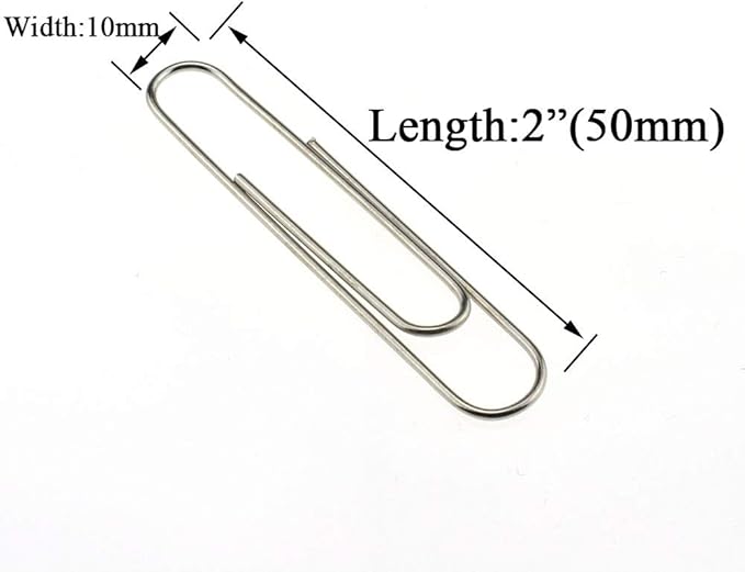 HAHIYO Paper Clips Sturdy 2 inches Length 100 Pack Paperclips Heavy Duty Tight Grip Rust Proof Reusable Metal Bright Silver for Home Office School