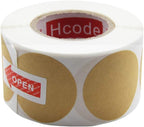 Hcode Natural Circle Kraft Paper Dots Price Stickers Brown Target Pasters 1.5 Inches Adhesive Price Stickers Writable Blank 500 Pieces Per Roll (1.5 inches)