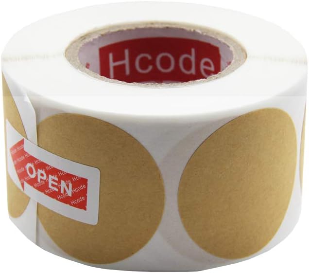 Hcode Natural Circle Kraft Paper Dots Price Stickers Brown Target Pasters 1.5 Inches Adhesive Price Stickers Writable Blank 500 Pieces Per Roll (1.5 inches)