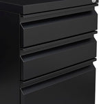 Black Metal 3-Drawer Mobile File Cabinet with Lock, Letter/Legal/A4 Filing Drawer, Rolling Office Storage with 5 Casters, Fits Under Desk, 15.35" W x 17.71" D x 23.62" H