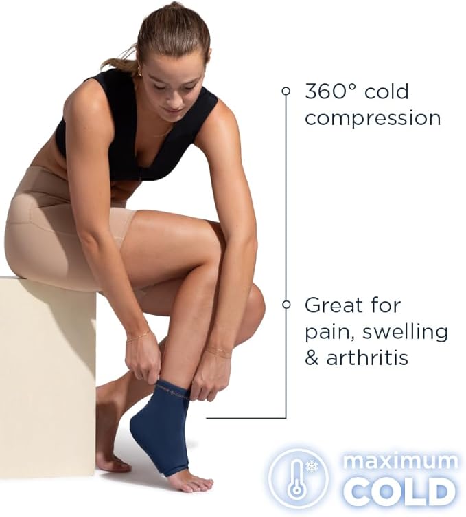 Tommie Copper BetterICE Ice Pack for Knee - Reusable, Flexible, Leak-Free Gel Cold Compress - Dark Navy, Medium