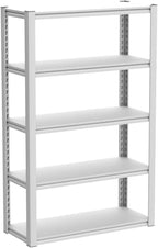 Raybee Garage Shelving Heavy Duty 2000LBS Storage Shelves 5 Tier Metal Shelving Unit White Metal Shelves Pantry Shelf for Kitchen Closet Basement Warehouse 4 Pack