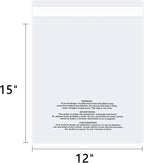 iMailer - 200 Count - 12" x 15" Clear Plastic Poly Bags with Suffocation Warning for Clothing, T-Shirts,Shipping, Packaging - Resealable Adhesive,Not Strong