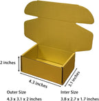 50 Pcs 4.3 x 3.1 x 2 inches Mini Size Corrugated Cardboard Gift Boxes Recyclable Shipping Boxes for Packing Jewelry Ornament Gift Craft Packaging Supplier (Gold, 4.3 x 3.1 x 2")
