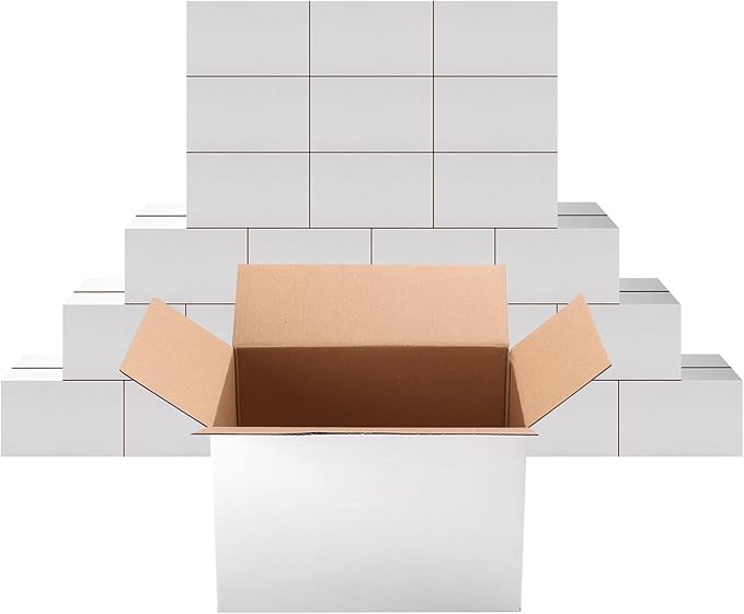 PETAFLOP 9x6x6 Shipping Boxes Set of 25, Small White Cardboard Mailer Box for Packing, Mailing, Business,DIY