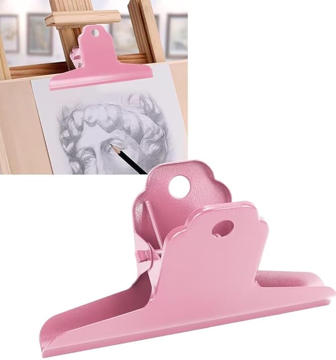 2PCS Extra Large Binder Clips Metal Bulldog Clips Large Paper Clamps Holder Chip Clips for Home School Office Drawing Bag Pink 4inch