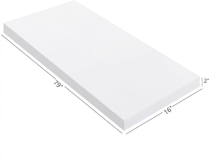Cushion Sheet Upholstery Foam High Density Foam Padding Seat Replacement Upholstery Wrap Sponge Padding for Cushions Chairs Packing Storage and Shipping(79 x 16 x 2 Inch,White)