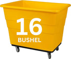 Commercial 16 Bushel Utility Cart with Steel Base, Poly Box Basket Truck, Laundry Cart, and Rolling Trash Bin, 47-Inch x 34.75-Inch x 35.5-Inch, 1000 Pound Weight Capacity, Yellow