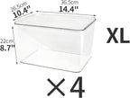 4-Piece Set,Plastic Storage Bin with Lid,Large Storage Containers,Stackable Lidded Storage Boxes for Cabinets, Clothes, Toys, Books (clear 4XL)