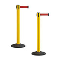 Crowd Control Warehouse CCW Series RBB-150 - Set of 2 Stanchion Retractable Belt Barriers - 16 Foot, Red Belt with Yellow Post - Easy Assembly