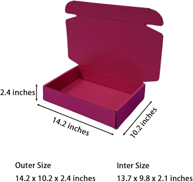 20 Pcs 14.2 x 10.2 x 2.4 inches Larger Size Shipping Boxes for Small Business Cardboard Corrugated Mailer Boxes for Shipping Packaging Holidays Craft Gifts Giving Products (Cranberry)